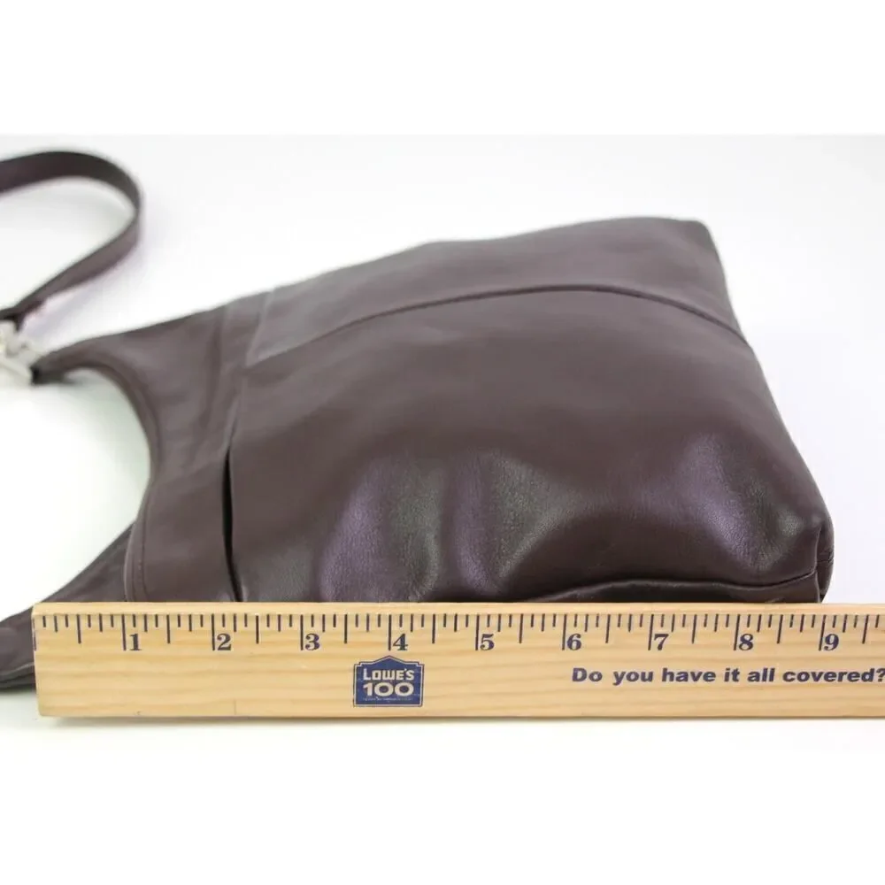 ROOMY DARK BROWN GENUINE LEATHER ZIP X-BODY MESSENGER SHOULDER BAG HANDBAG PURSE